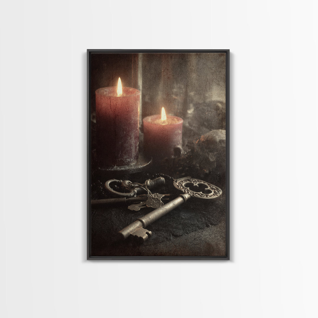 The Bone Key Still Life - Icon Portrait, Occult Wall Decor, Vertical Wall Art, Canvas Print, Halloween Home Decor, Gothic Wall Art