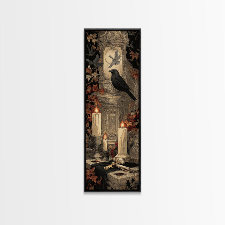 The Bone Key Still Life - Icon Portrait, Dark Fantasy Wall Art, Tall Narrow Wall Art, Canvas Print, Halloween Home Decor, Gothic Wall Art