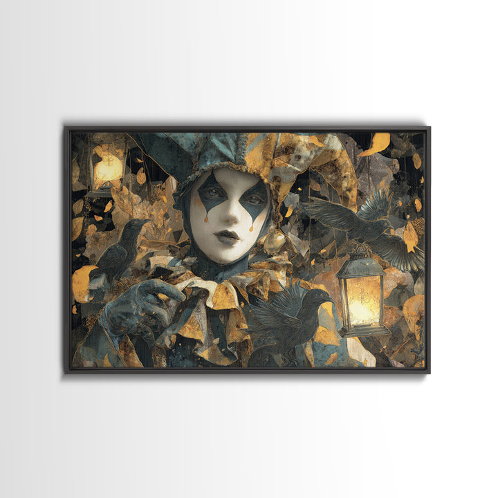 The Haunted Harlequin Doll - Procession Scene, Dark Fantasy Wall Art, Landscape Wall Art, Canvas Print, Halloween Home Decor