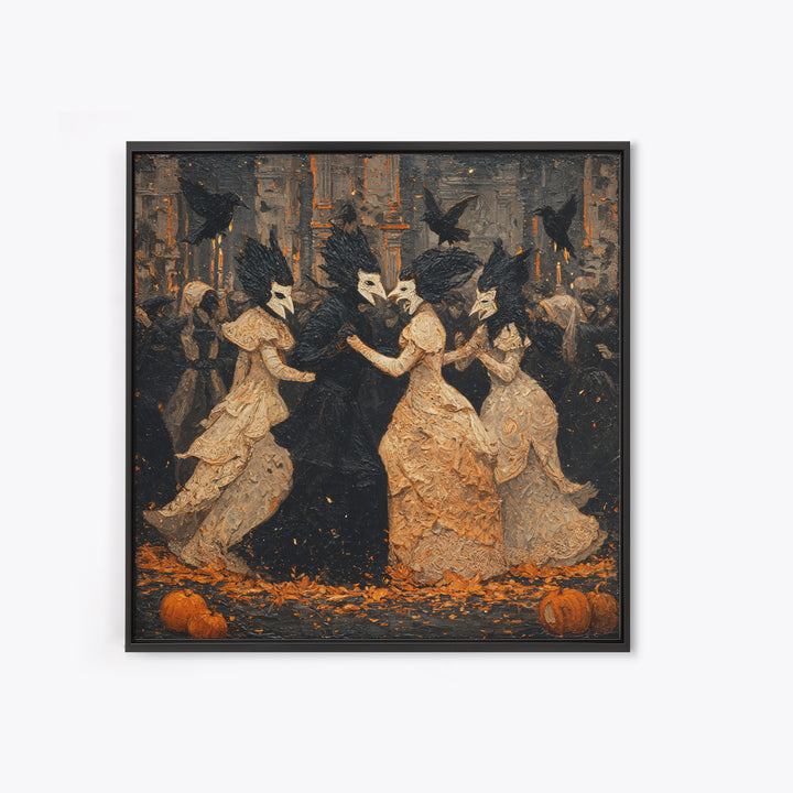 The Raven-Masked Ballroom - Icon Portrait, Gothic Home Decor, Square Wall Art, Canvas Print, Halloween Home Decor, Gothic Wall Art