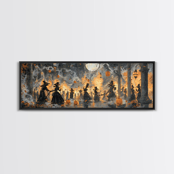 The Raven-Masked Ballroom - Procession Scene, Occult Wall Decor, Extra Wide Wall Art, Canvas Print, Halloween Home Decor, Gothic Wall Art