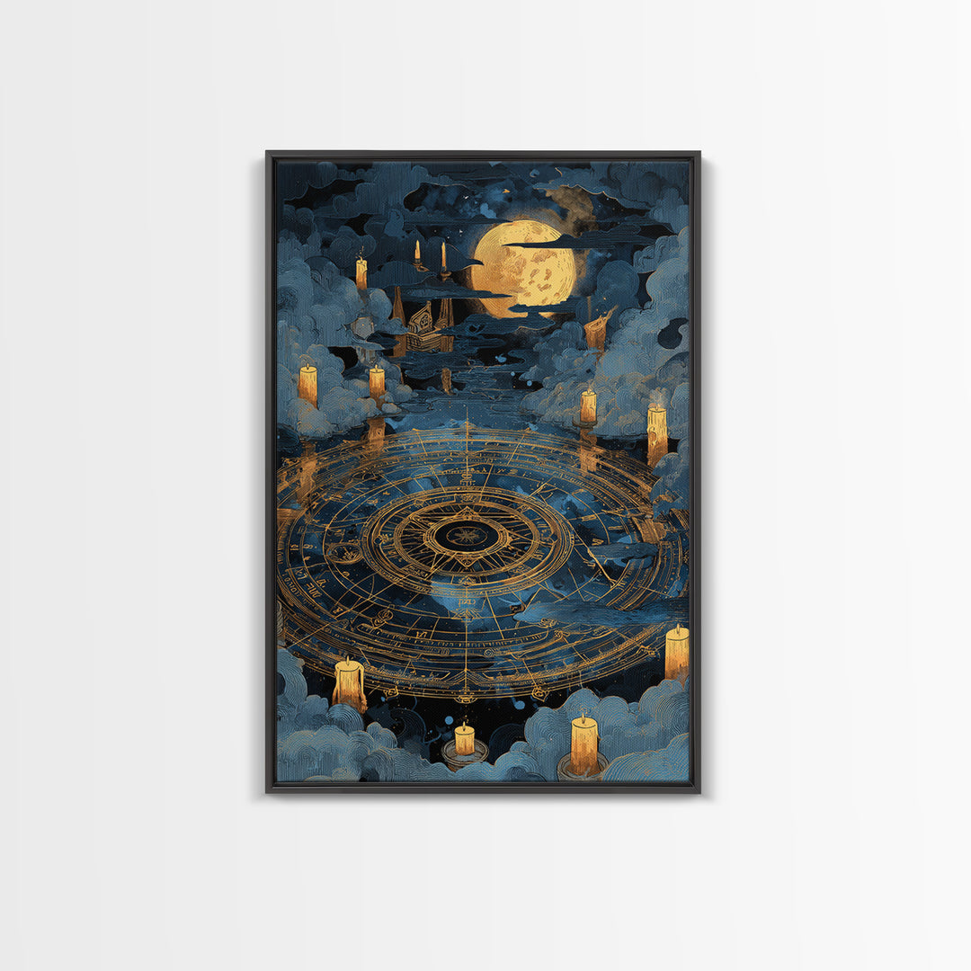 The Cursed Astrolabe - Icon Portrait, Spooky Wall Decor, Vertical Wall Art, Framed Canvas Print, Halloween Home Decor, Gothic Wall Art
