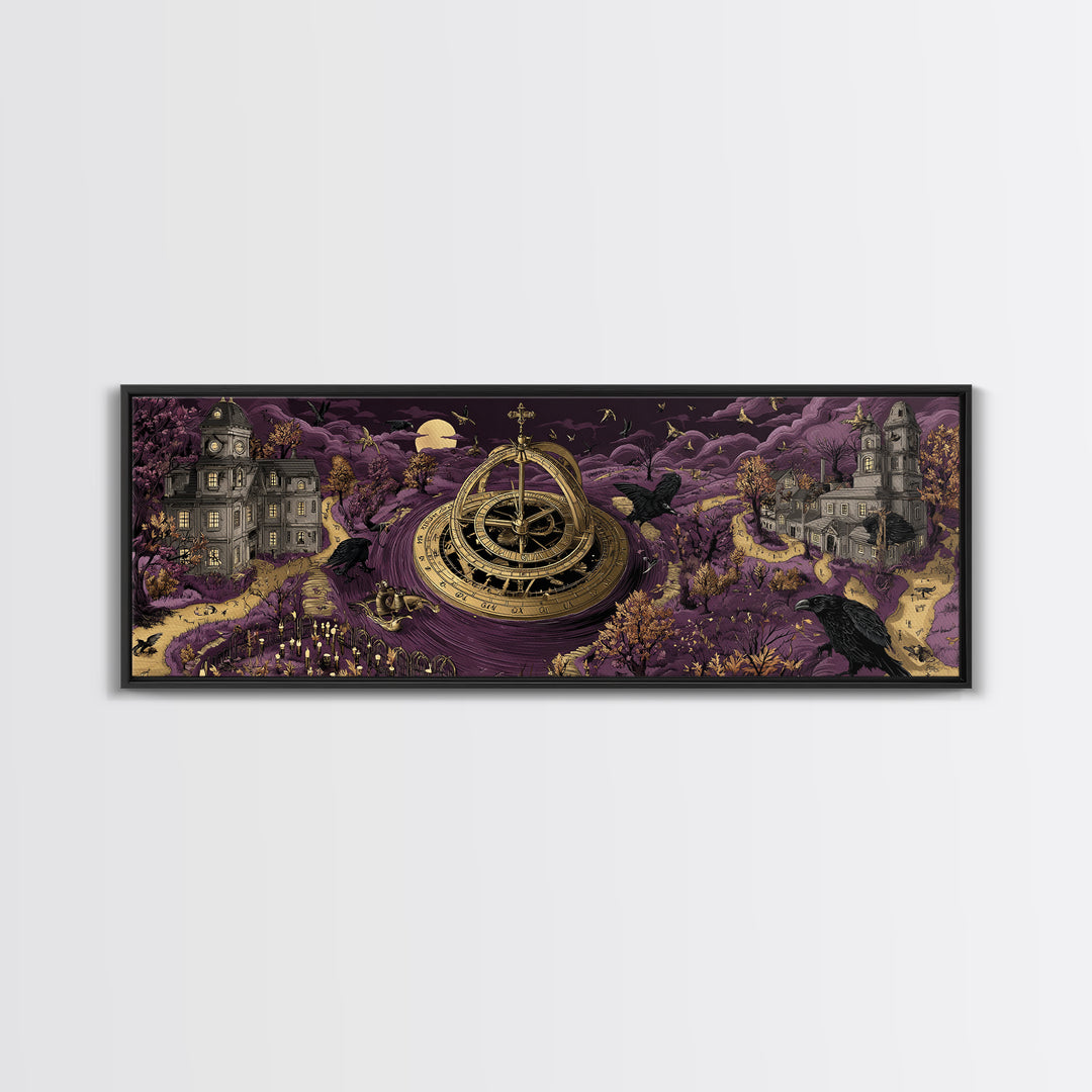 The Cursed Astrolabe - Environmental Panorama, Occult Wall Decor, Extra Wide Wall Art, Canvas Print, Halloween Home Decor, Gothic Wall Art