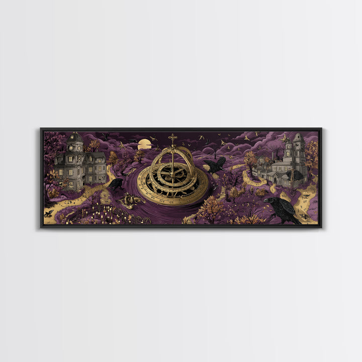 The Cursed Astrolabe - Environmental Panorama, Occult Wall Decor, Extra Wide Wall Art, Canvas Print, Halloween Home Decor, Gothic Wall Art