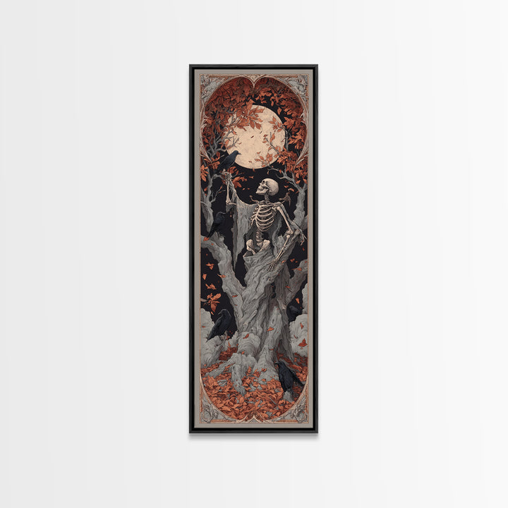 The Skeleton Cartographer - Icon Portrait, Occult Wall Decor, Tall Narrow Wall Art, Canvas Print, Halloween Home Decor, Gothic Wall Art