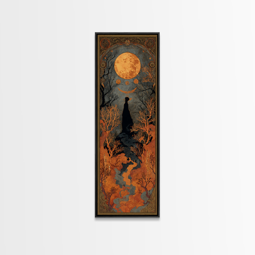 The Witch Astronomical Cabinet - Icon Portrait, Spooky Wall Decor, Tall Narrow Wall Art, Framed Canvas Print, Halloween Home Decor