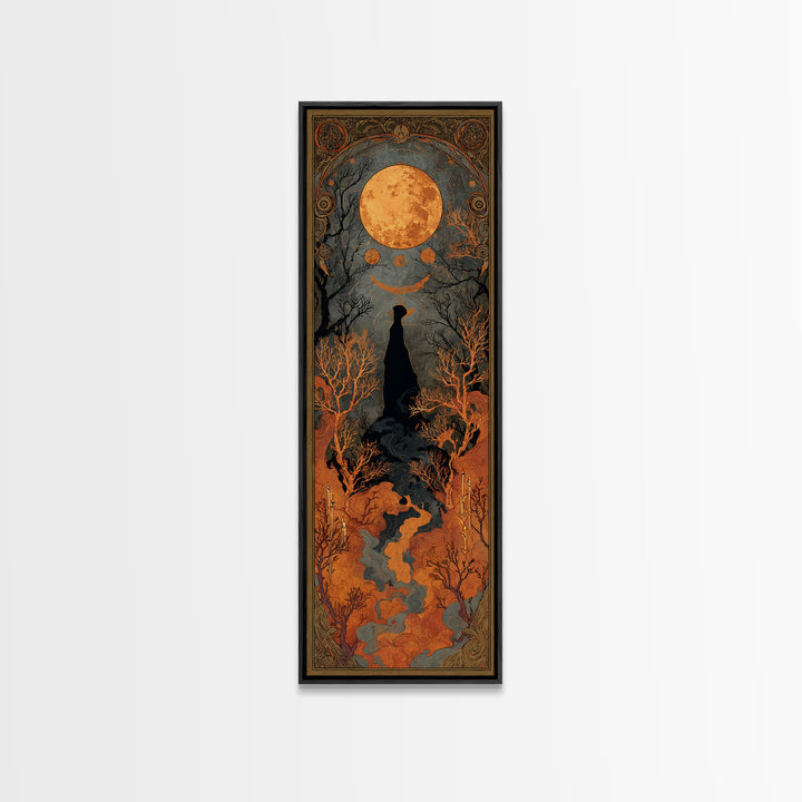 The Witch Astronomical Cabinet - Icon Portrait, Spooky Wall Decor, Tall Narrow Wall Art, Framed Canvas Print, Halloween Home Decor