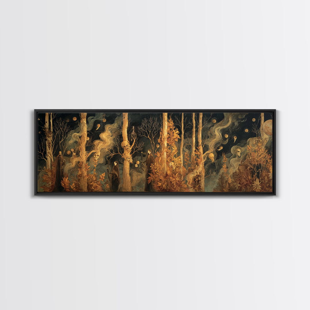The Witch Astronomical Cabinet - Procession Scene, Occult Wall Decor, Extra Wide Wall Art, Canvas Print, Halloween Home Decor