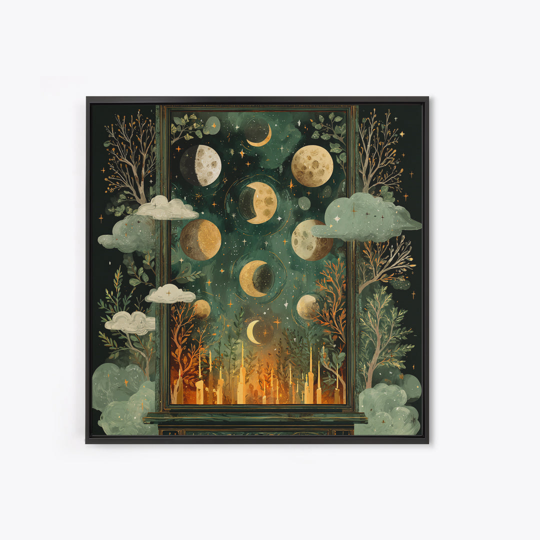 The Witch Astronomical Cabinet - Surreal Celestial Vision, Dark Fantasy Wall Art, Square Wall Art, Canvas Print, Halloween Home Decor