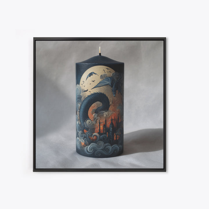 The Candle Smoke Dragon - Icon Portrait, Gothic Home Decor, Square Wall Art, Canvas Print, Halloween Home Decor, Gothic Wall Art