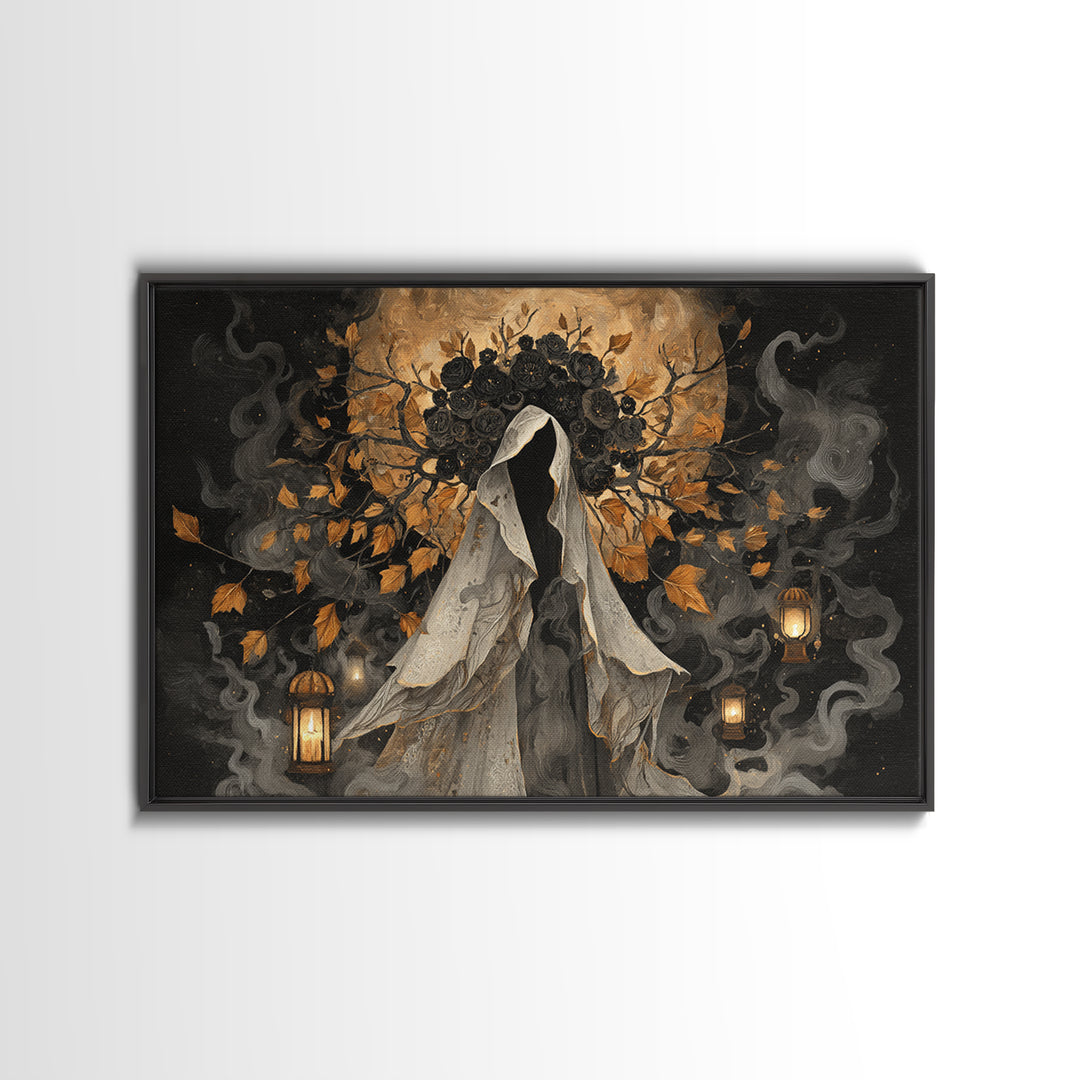 The Mourning Moth Halo - Procession Scene, Dark Fantasy Wall Art, Landscape Wall Art, Canvas Print, Halloween Home Decor, Gothic Wall Art