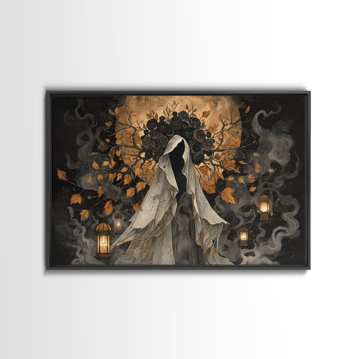 The Mourning Moth Halo - Procession Scene, Dark Fantasy Wall Art, Landscape Wall Art, Canvas Print, Halloween Home Decor, Gothic Wall Art