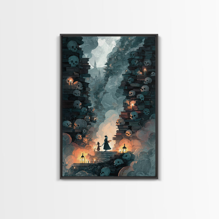 The Catacomb Library - Icon Portrait, Gothic Home Decor, Vertical Wall Art, Canvas Print, Halloween Home Decor, Gothic Wall Art