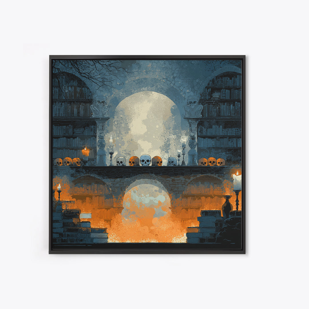 The Catacomb Library - Icon Portrait, Dark Fantasy Wall Art, Square Wall Art, Canvas Print, Halloween Home Decor, Gothic Wall Art