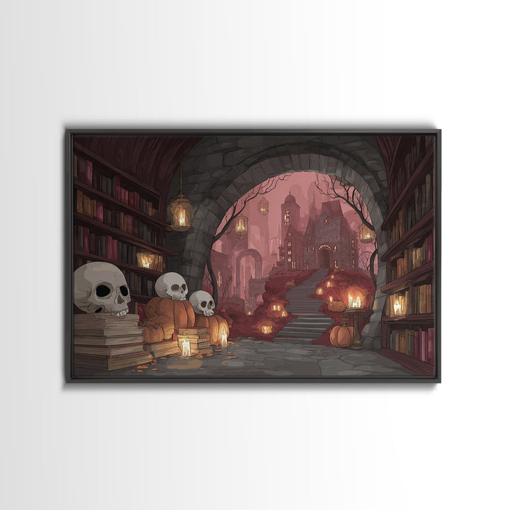 The Catacomb Library - Environmental Panorama, Gothic Home Decor, Landscape Wall Art, Canvas Print, Halloween Home Decor, Gothic Wall Art