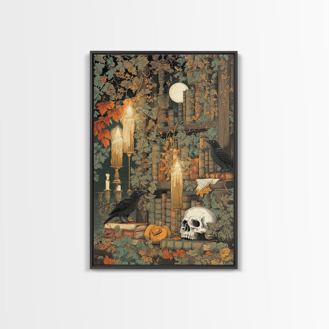 The Catacomb Library - Occult Still Life, Dark Fantasy Wall Art, Vertical Wall Art, Canvas Print, Halloween Home Decor, Gothic Wall Art