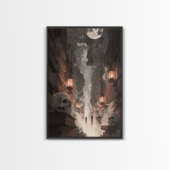 The Catacomb Library - Procession Scene, Occult Wall Decor, Vertical Wall Art, Canvas Print, Halloween Home Decor, Gothic Wall Art