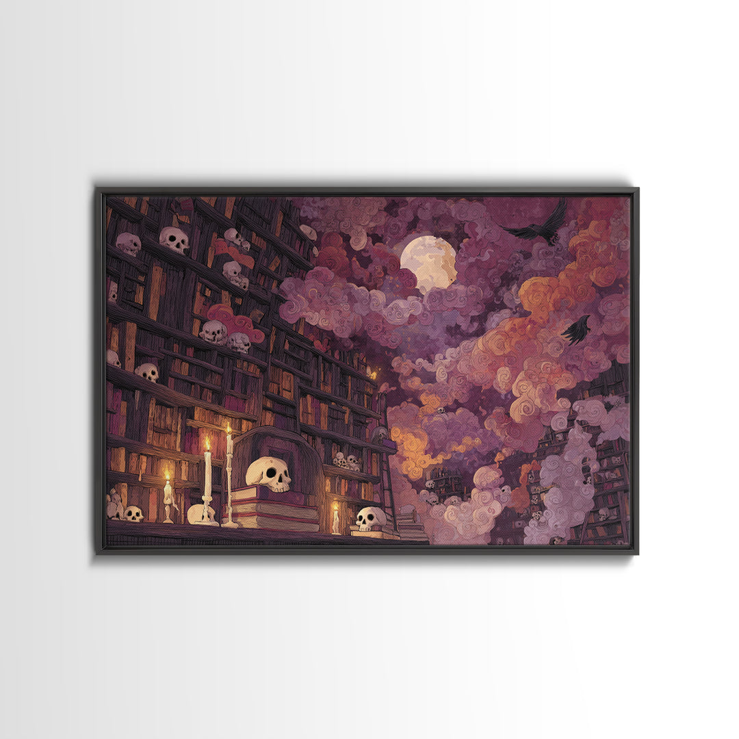 The Catacomb Library - Surreal Celestial Vision, Dark Fantasy Wall Art, Landscape Wall Art, Canvas Print, Halloween Home Decor