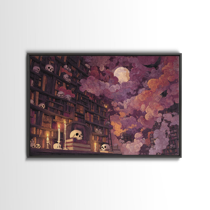 The Catacomb Library - Surreal Celestial Vision, Dark Fantasy Wall Art, Landscape Wall Art, Canvas Print, Halloween Home Decor