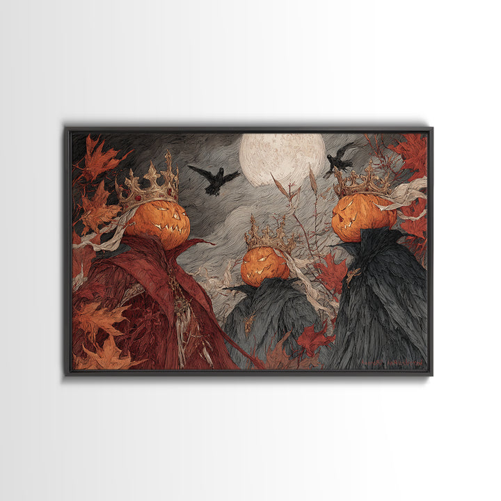 The Jack-O-Lantern Crown Jewels - Procession Scene, Dark Fantasy Wall Art, Landscape Wall Art, Canvas Print, Halloween Home Decor