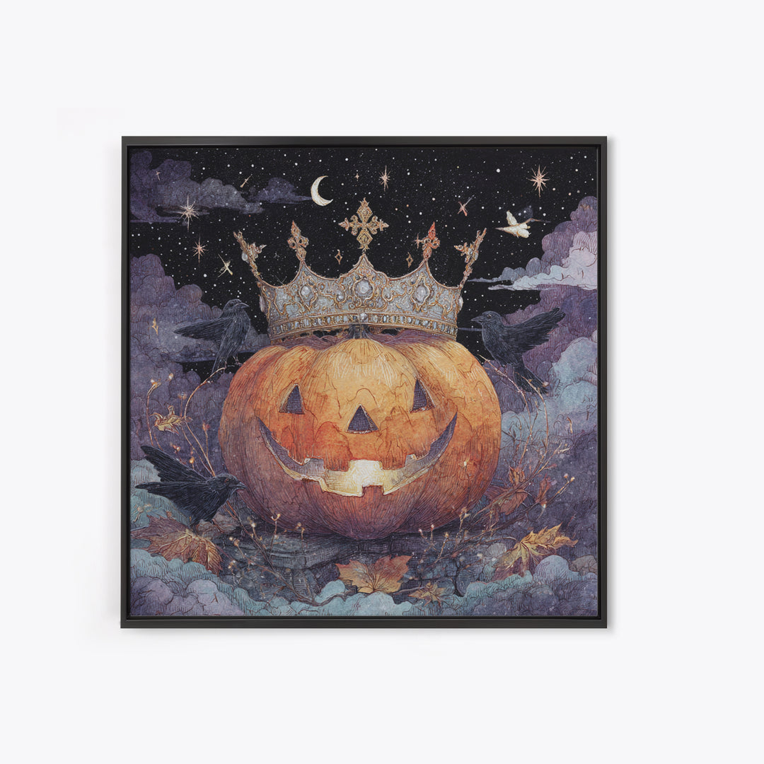 The Jack-O-Lantern Crown Jewels - Surreal Celestial Vision, Dark Fantasy Wall Art, Square Wall Art, Canvas Print, Halloween Home Decor