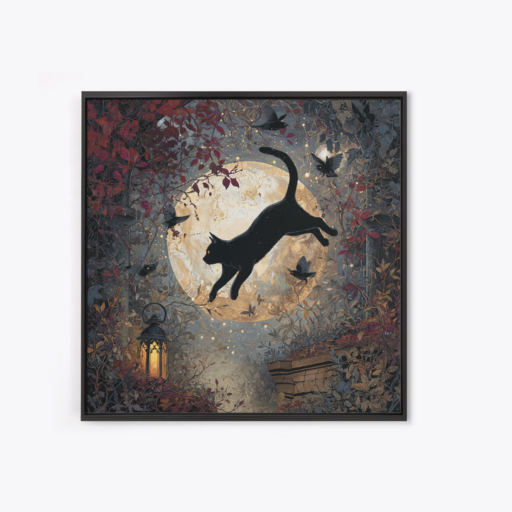 The Black Cat Constellation - Icon Portrait, Occult Wall Decor, Square Wall Art, Canvas Print, Halloween Home Decor, Gothic Wall Art