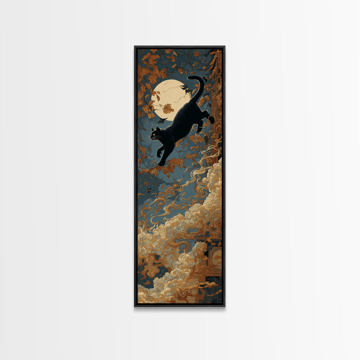 The Black Cat Constellation - Icon Portrait, Dark Fantasy Wall Art, Tall Narrow Wall Art, Canvas Print, Halloween Home Decor
