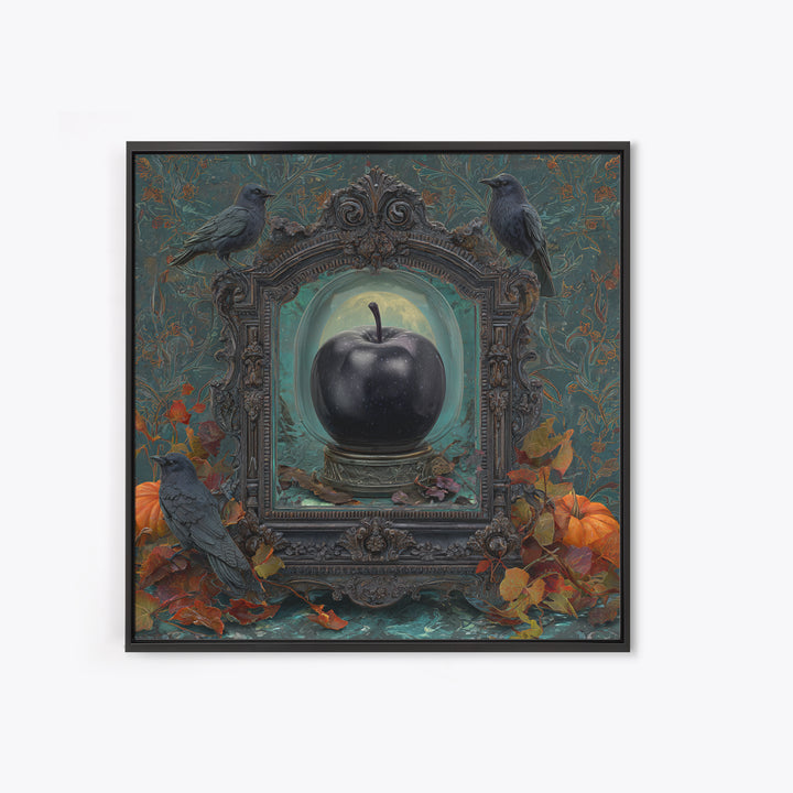 The Poison Apple Reliquary - Icon Portrait, Macabre Halloween Art, Square Wall Art, Framed Canvas Print, Halloween Home Decor