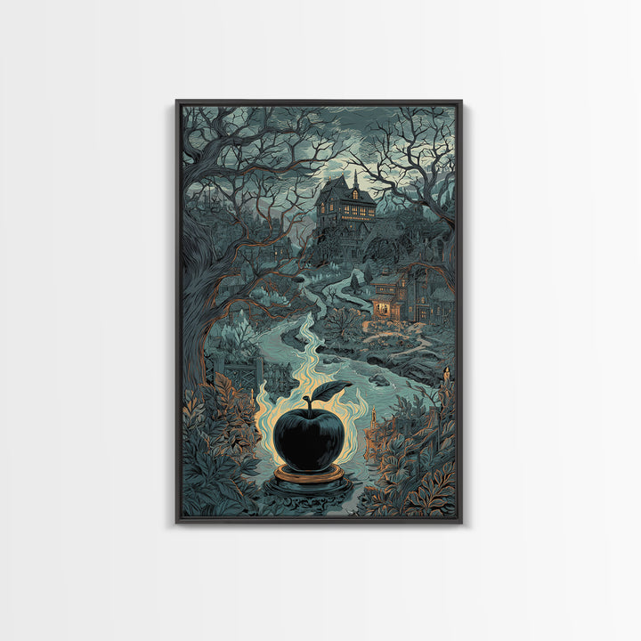 The Poison Apple Reliquary - Environmental Panorama, Occult Wall Decor, Vertical Wall Art, Canvas Print, Halloween Home Decor