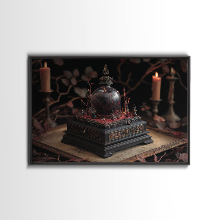 The Poison Apple Reliquary - Procession Scene, Spooky Wall Decor, Landscape Wall Art, Framed Canvas Print, Halloween Home Decor