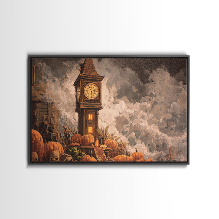The October Clock Tower - Occult Still Life, Dark Fantasy Wall Art, Landscape Wall Art, Canvas Print, Halloween Home Decor, Gothic Wall Art