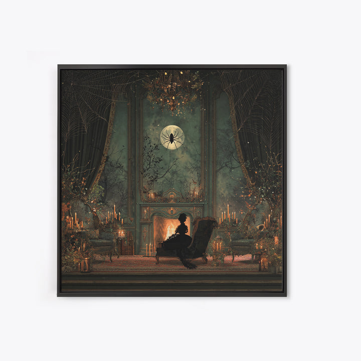 The Spider Queen Parlor - Icon Portrait, Spooky Wall Decor, Square Wall Art, Framed Canvas Print, Halloween Home Decor, Gothic Wall Art