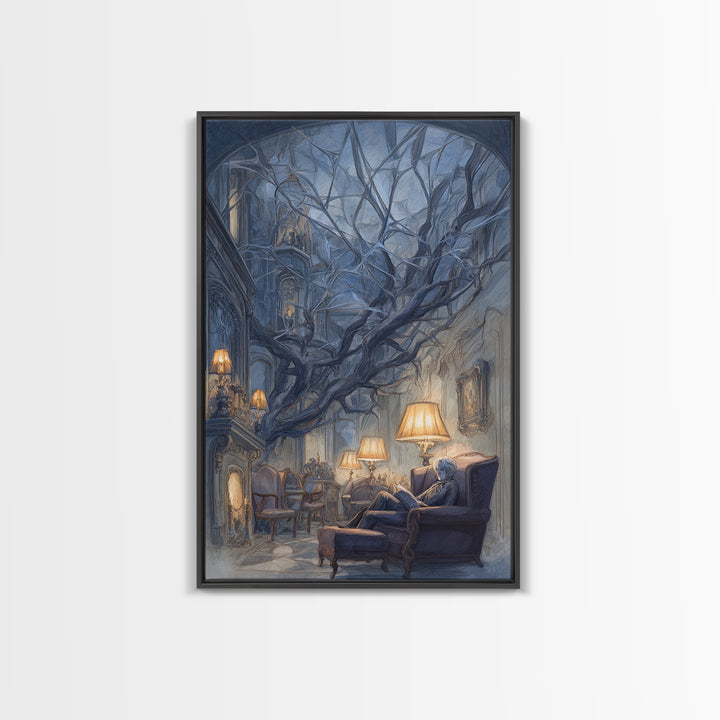 The Spider Queen Parlor - Environmental Panorama, Occult Wall Decor, Vertical Wall Art, Canvas Print, Halloween Home Decor, Gothic Wall Art