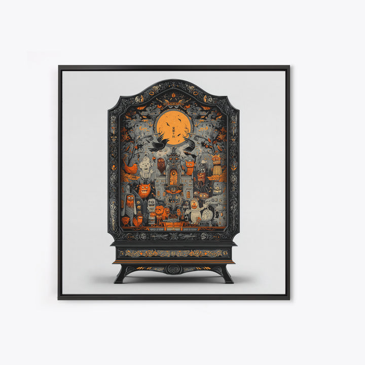 The Monster In The Mirror Cabinet - Icon Portrait, Gothic Home Decor, Square Wall Art, Canvas Print, Halloween Home Decor, Gothic Wall Art