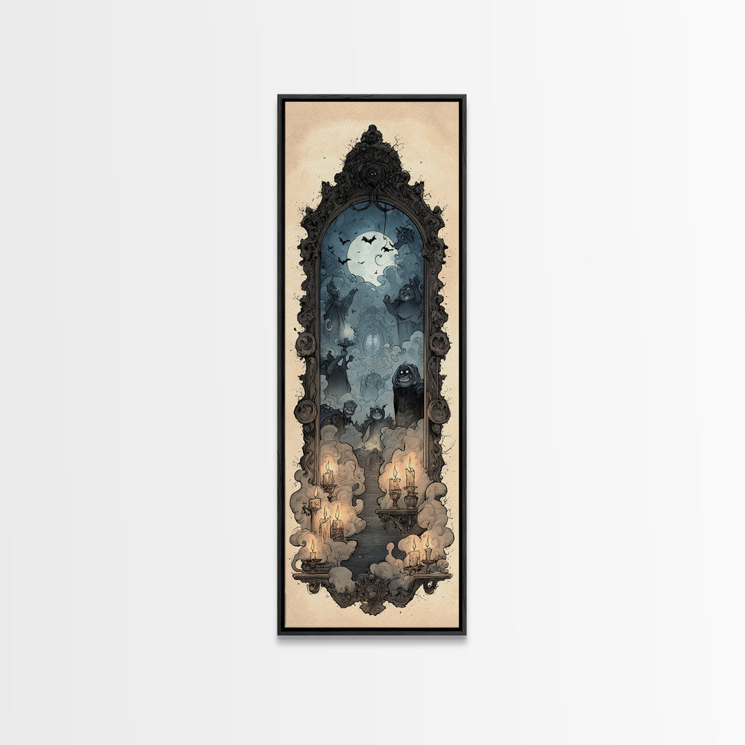 The Monster In The Mirror Cabinet - Icon Portrait, Gothic Home Decor, Tall Narrow Wall Art, Canvas Print, Halloween Home Decor