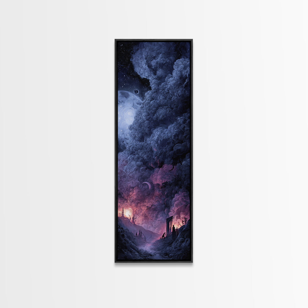 The Dreaming Priest Of The Outer Gate, Dark Fantasy Wall Art, Tall Narrow Wall Art, Framed Canvas Print, Halloween Home Decor