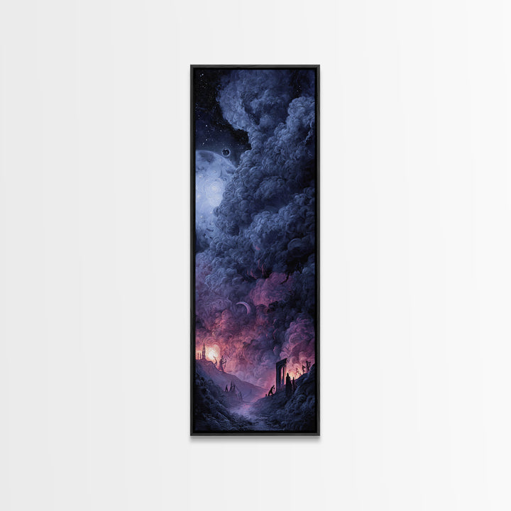 The Dreaming Priest Of The Outer Gate, Dark Fantasy Wall Art, Tall Narrow Wall Art, Framed Canvas Print, Halloween Home Decor