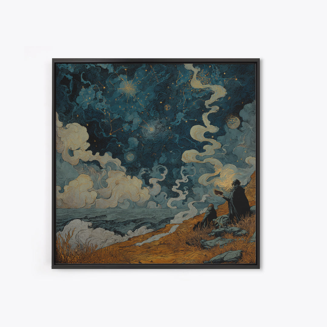 The Astronomer Of The Hollow Sky, Halloween Wall Art, Square Wall Art, Framed Canvas Print, Halloween Home Decor, Gothic Wall Art