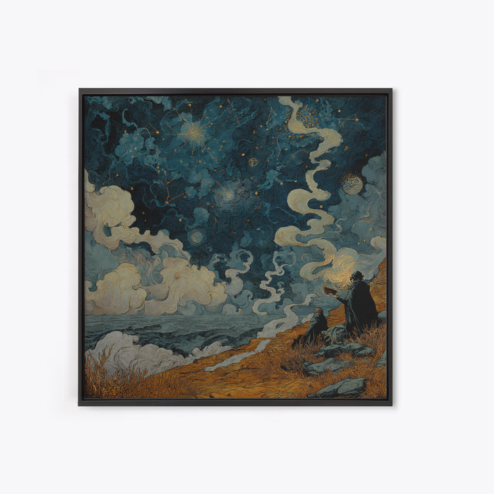 The Astronomer Of The Hollow Sky, Halloween Wall Art, Square Wall Art, Framed Canvas Print, Halloween Home Decor, Gothic Wall Art