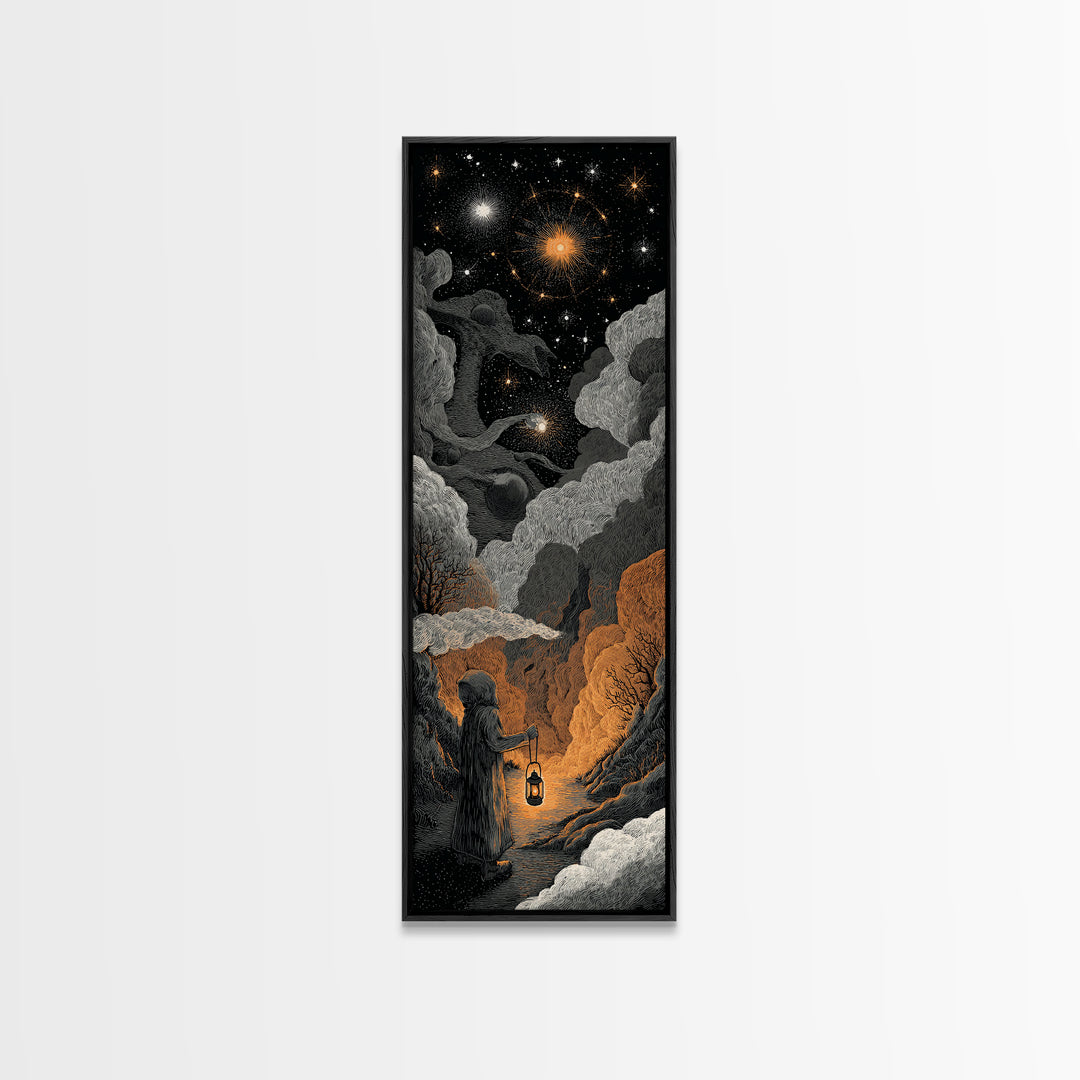 The Astronomer Of The Hollow Sky, Halloween Wall Art, Tall Narrow Wall Art, Canvas Print, Halloween Home Decor, Gothic Wall Art