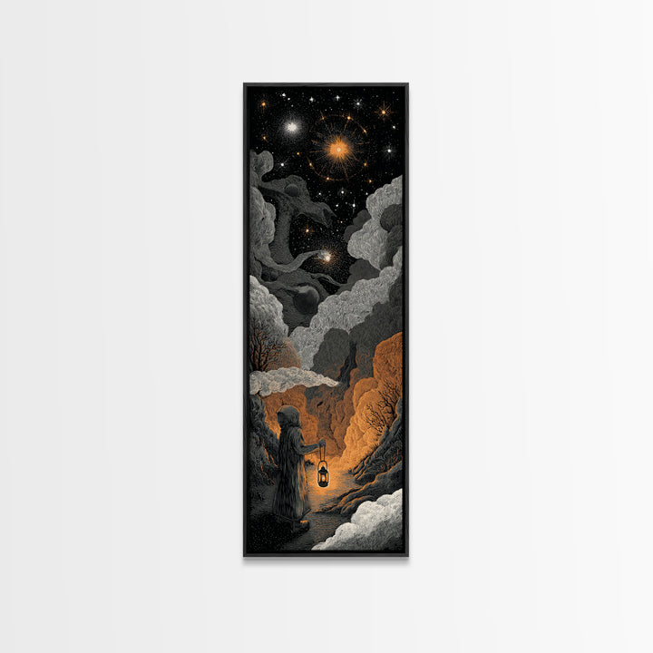The Astronomer Of The Hollow Sky, Halloween Wall Art, Tall Narrow Wall Art, Canvas Print, Halloween Home Decor, Gothic Wall Art