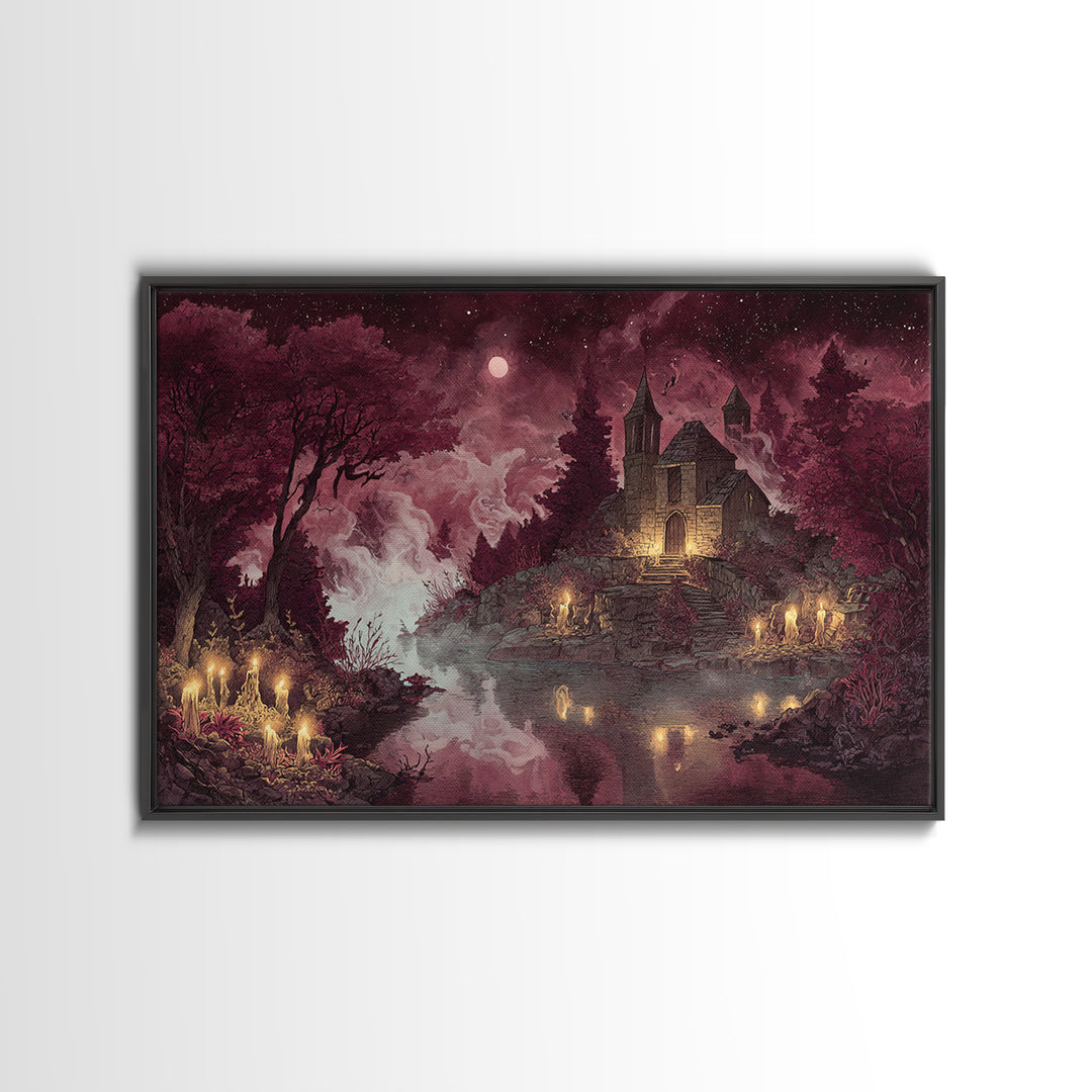 The Mapmaker Of Impossible Shores, Cosmic Horror Decor, Landscape Wall Art, Framed Canvas Print, Halloween Home Decor, Gothic Wall Art