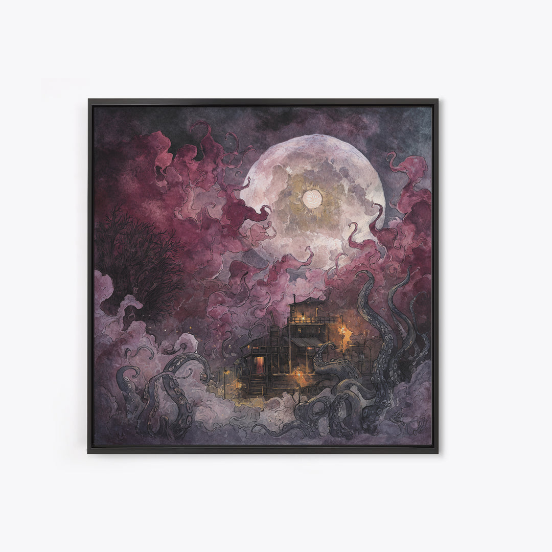 The Keeper Of The Black Reef Key, Lovecraftian Wall Art, Square Wall Art, Canvas Print, Halloween Home Decor, Gothic Wall Art