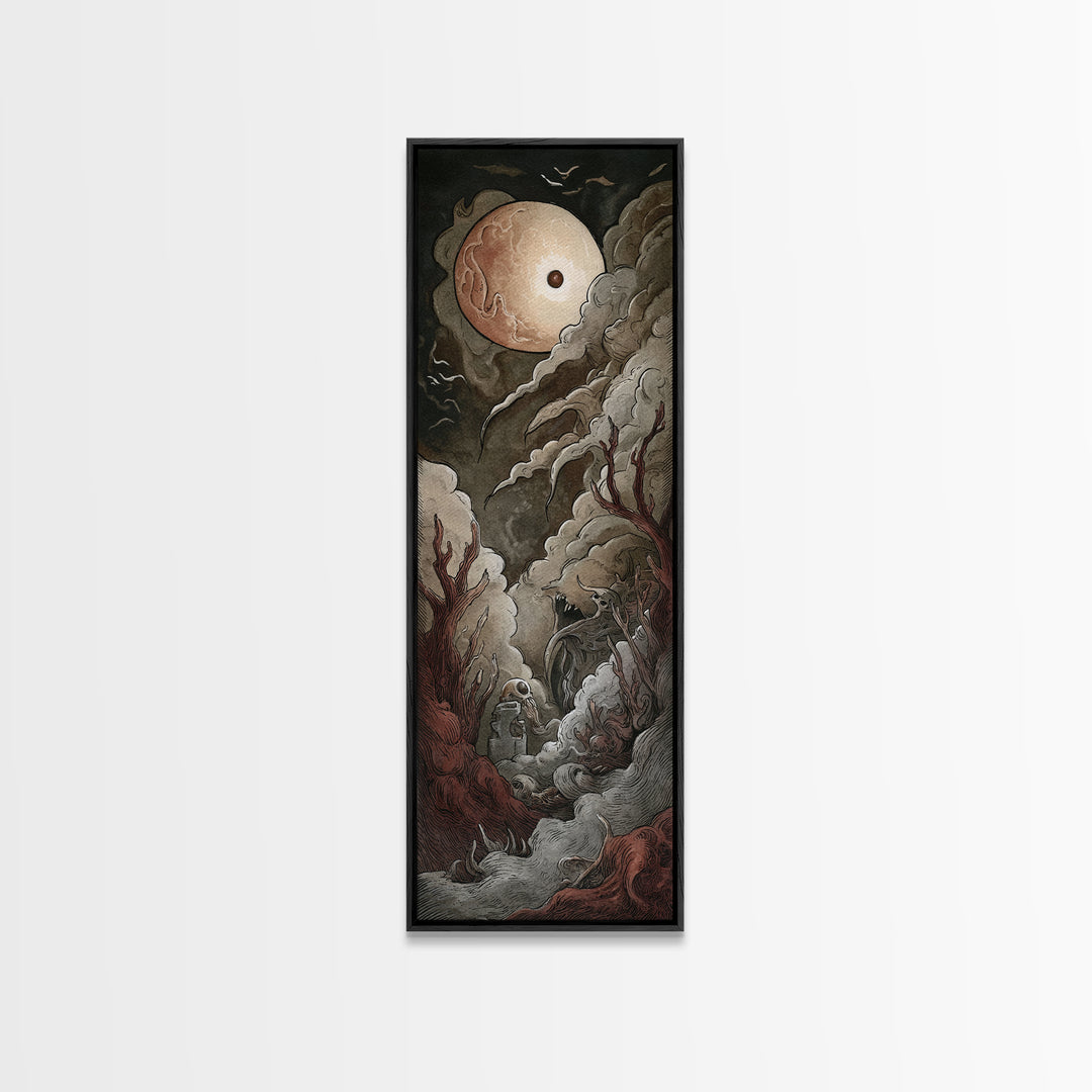 The Keeper Of The Black Reef Key, Cosmic Horror Decor, Tall Narrow Wall Art, Canvas Print, Halloween Home Decor, Gothic Wall Art