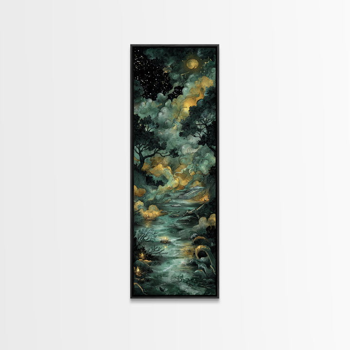 The Widow Of The Whispering Comet, Eldritch Wall Art, Tall Narrow Wall Art, Canvas Print, Halloween Home Decor, Gothic Wall Art