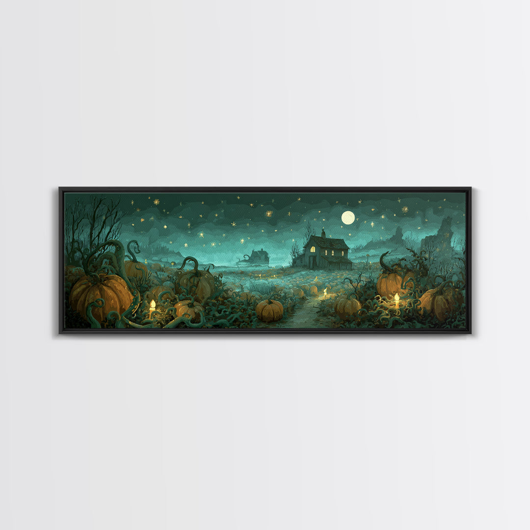 The Harvest Of The Eldritch Field, Cosmic Horror Decor, Extra Wide Wall Art, Canvas Print, Halloween Home Decor, Gothic Wall Art