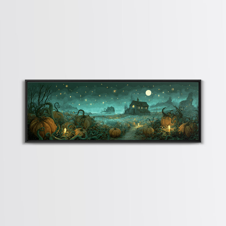 The Harvest Of The Eldritch Field, Cosmic Horror Decor, Extra Wide Wall Art, Canvas Print, Halloween Home Decor, Gothic Wall Art