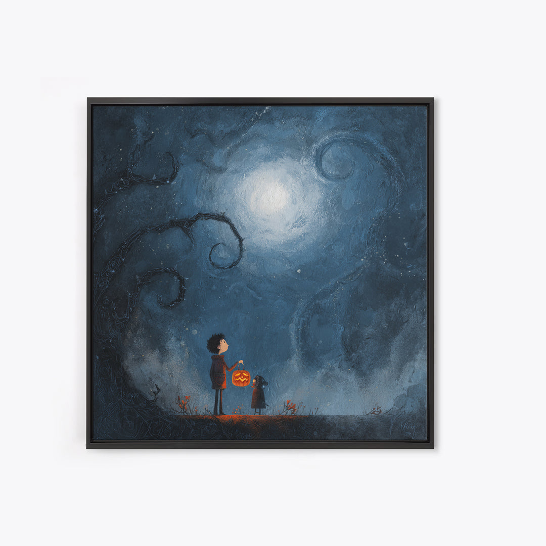 The Child Who Caught A Moon-Spawn, Dark Fantasy Wall Art, Square Wall Art, Canvas Print, Halloween Home Decor, Gothic Wall Art
