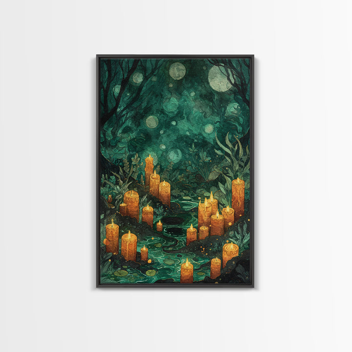 The Oracle Of The Glass Depths, Dark Fantasy Wall Art, Vertical Wall Art, Framed Canvas Print, Halloween Home Decor, Gothic Wall Art