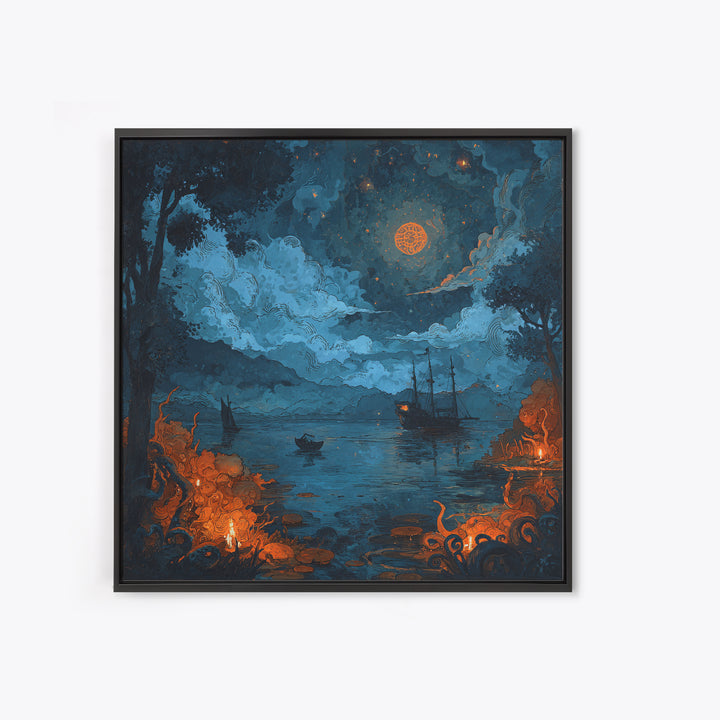 The Oracle Of The Glass Depths, Spooky Wall Decor, Square Wall Art, Canvas Print, Halloween Home Decor, Gothic Wall Art, Halloween Decor